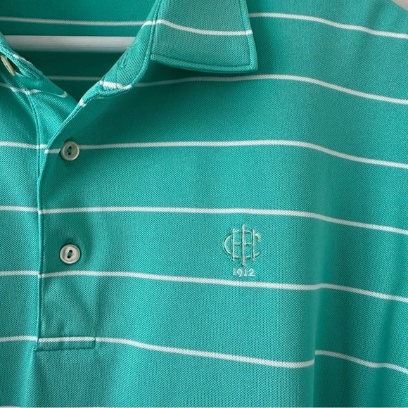 Peter Millar Summer Comfort Men’s Golf Polo Green Striped Stretch Wicking XL - Picture 6 of 9
